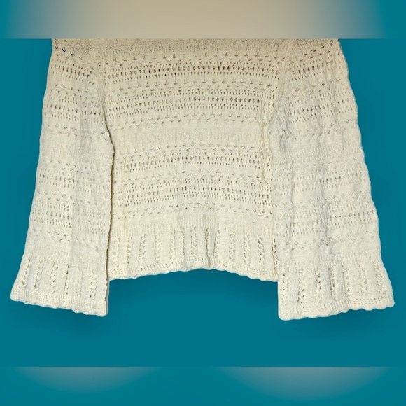 NWT Madewell Scalloped-Trim Open Knit Sweater Tee in Sand, Size XXS - Picture 12 of 15